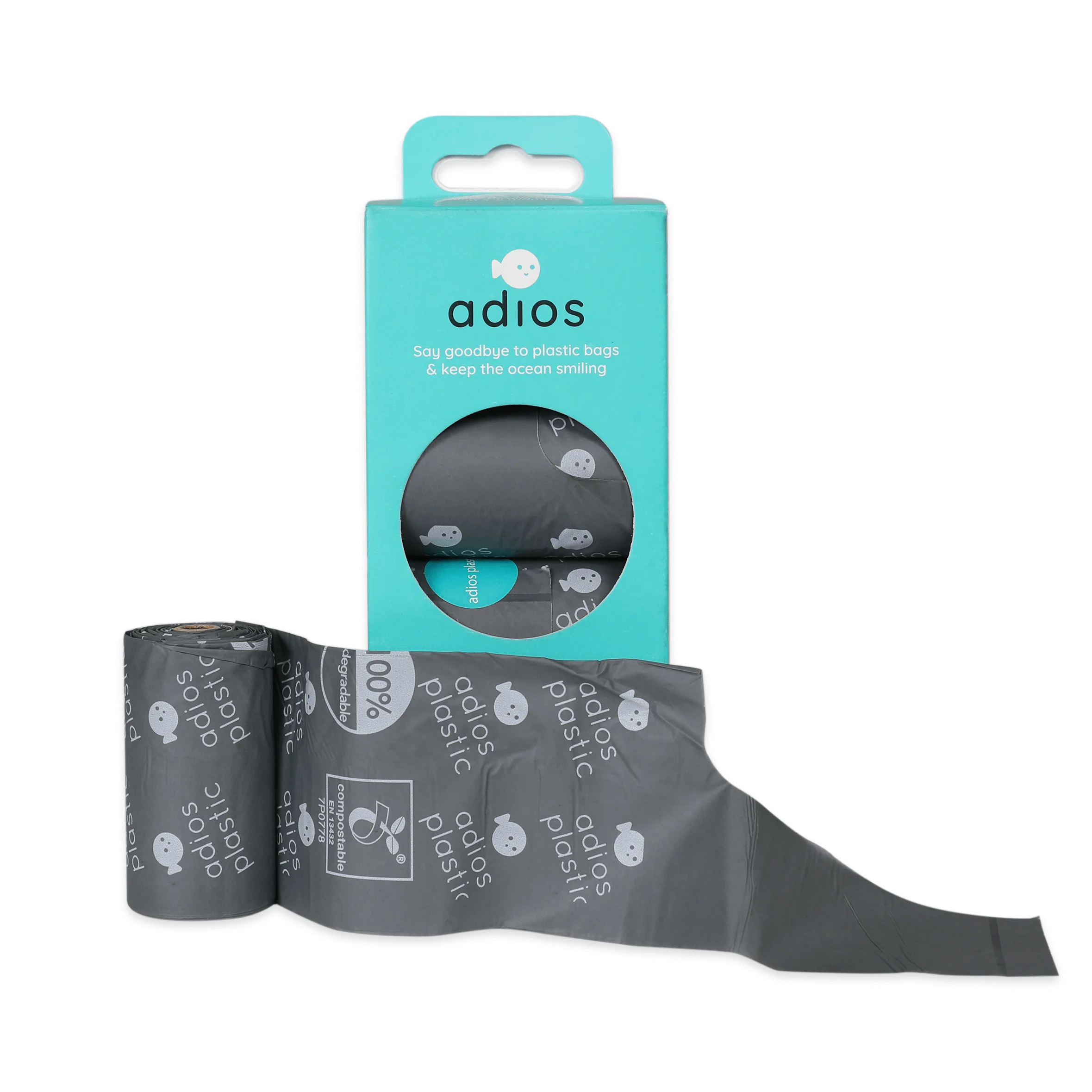 8 rolls in Grey (120 bags) - Handle on a roll (12 x 7") - Image 2