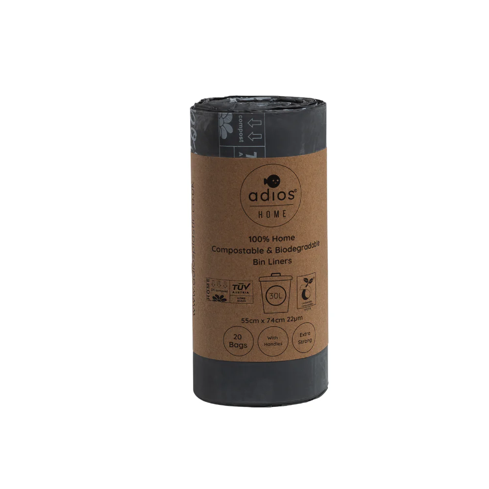 🛍️ Compostable Bin Liners with Handles – 30L - Roll of 20 bags 🌿